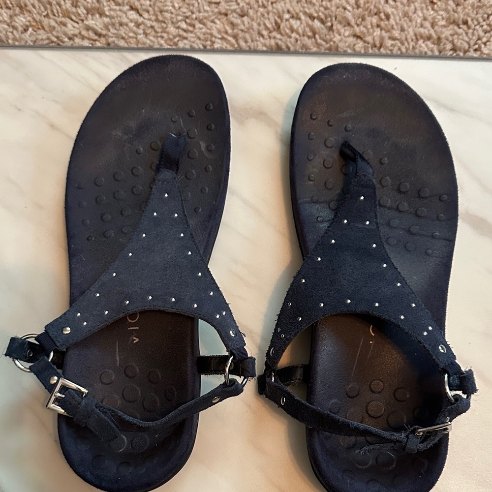 Vionic Dark Blue Sandals with Metallic Studs